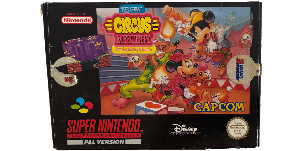 Super Nintendo SNES Spel: The Great Circus Mystery Starring Mickey & Minnie